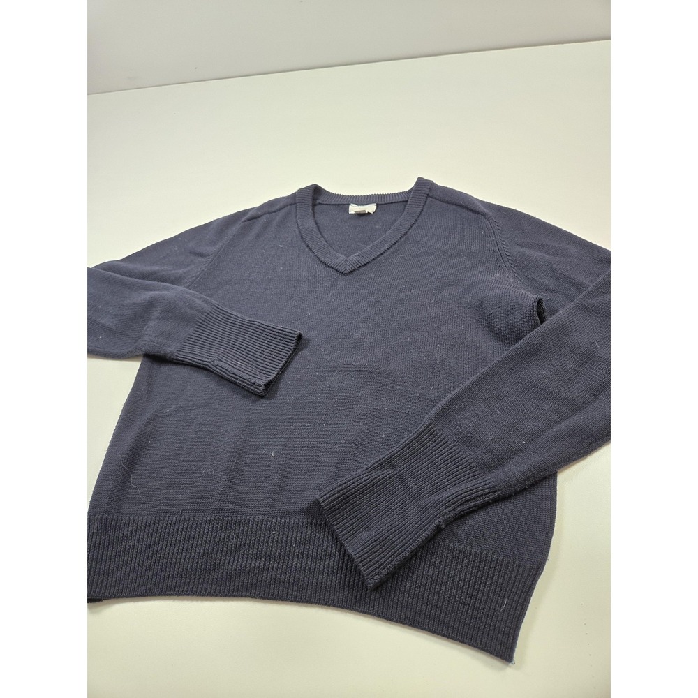 Spier & Mackay Sweater Mens Large Blue V Neck 100% Merino Wool Pullover Knit